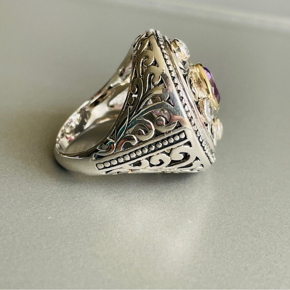 ATR Designer 14k Gold & Sterling Silver Amethyst & Topaz Cocktail Scroll… - Picture 8 of 13